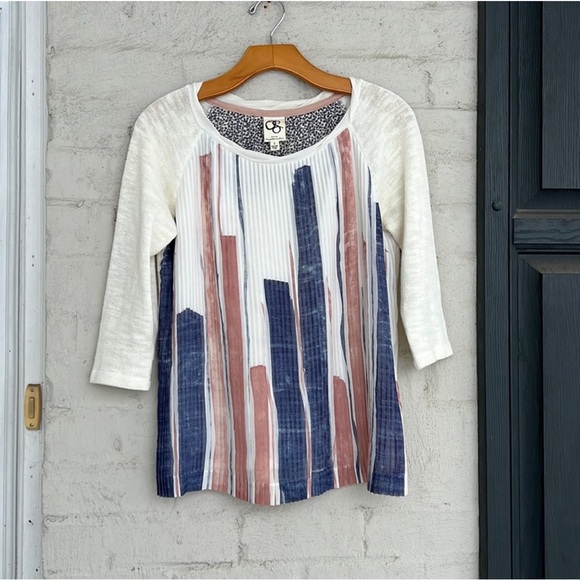 Anthropologie One September pleated chiffon front sweater, size Small - Picture 2 of 8